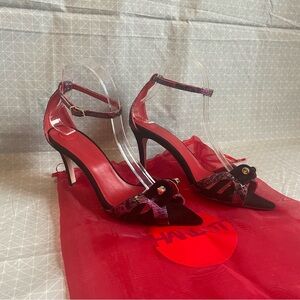 Hardot Charisma Suede and Snake Ankle Strap Heeled Sandals 37